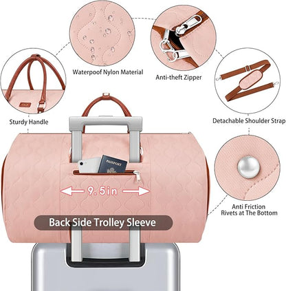 Garment Duffel Bag for Travel - ITIEZY Convertible Carry on Garment Duffel Travel Bag for Women Men Large Weekender Bag with Shoes Pouch 2 in 1 Hanging Suit Travel Duffel Bag 3pcs Set