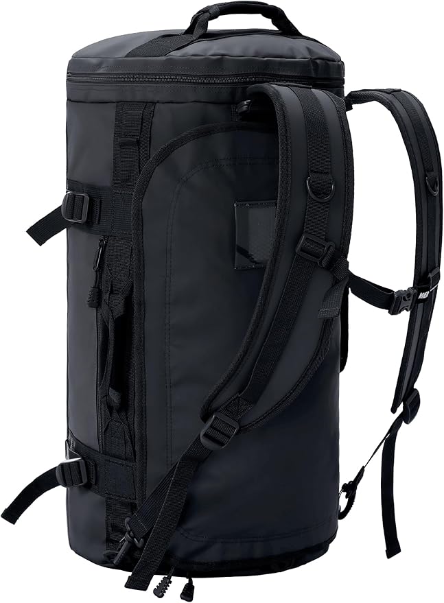 MIER Large Duffel Backpack Sports Gym Bag with Shoe Compartment, Heavy Duty and Water Resistant, Black, 60L