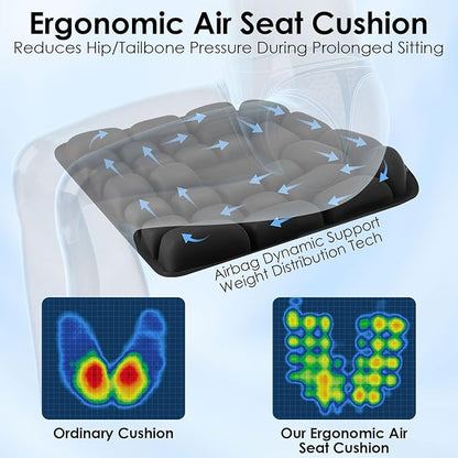 Portable Travel Cushion, Airplane Seat Cushion for Long Flights, Press Type Inflatable Seat Cushion for Long Sitting in Car, Air Travel, Office Chairs, Home Living