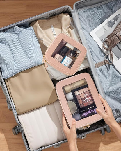 Clear Makeup Bag Set, Travel Makeup Case Clear Cosmetic Travel Bag Small Makeup Organizer Mini Make Up Pouch for Purse Waterproof Toiletry Bag Portable Car Essentials Car Organizer