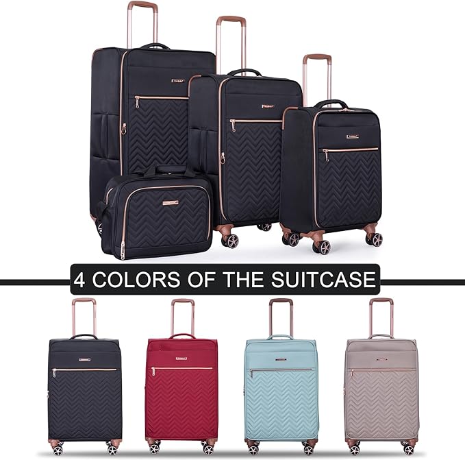 Travelhouse Luggage Set, Softside Suitcase 4-Piece (16/20/24/28), Expandable Lightweight Luggage Sets with Duffel Travel Bag,Suitcase with Double Spinner Wheels