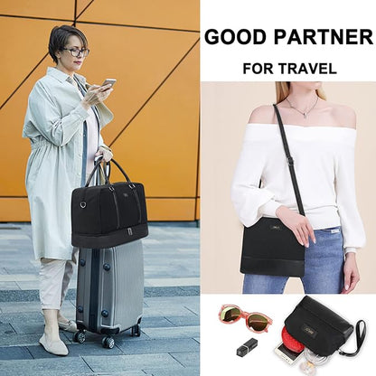 Weekender Bags for Women Overnight Bags with Shoe Compartment 21" Duffle Travel Bag for Traveling Weekend Gift 3pcs Set