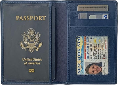 Personalized Monogrammed Navy Leather RFID Passport Wallet