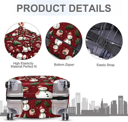 FOREVER QUEEN Snowman - Cane Candy Luggage Cover Suitcase Protector Suitcase Cover Anti-Scratch,Stretchable Bag Cover Washable Durable Polyester