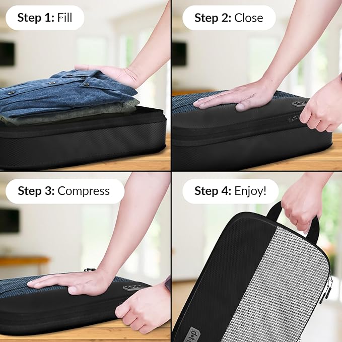4pc Medium Compression Packing Cubes for Travel - Luggage Packing Organizers - Travel Packing Cubes for Suitcases