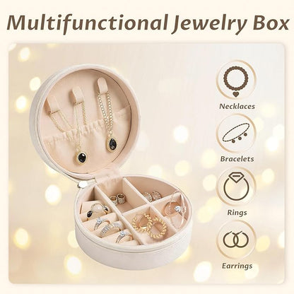 Adboros 18 Pack Volleyball Mini Travel Jewelry Case White Round Volleyball Stuff Portable Jewelry Organizer Storage Case Small Faux Leather Jewelry for Sports Team Birthday Goodie Favors Gifts Bulk