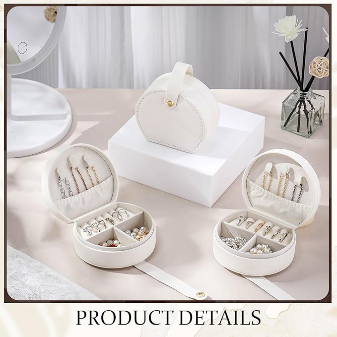 Weysat 24 Pack Travel Jewelry Case Mini Leather Bridesmaid Jewelry Gift Box Bulk Small Earring Storage Organizer (White)