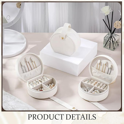 Weysat 24 Pack Travel Jewelry Case Mini Leather Bridesmaid Jewelry Gift Box Bulk Small Earring Storage Organizer (White)