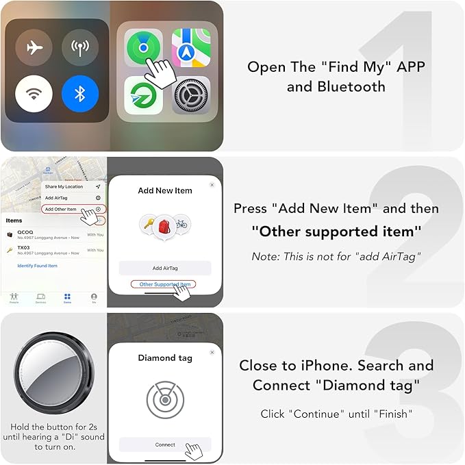 QCOQ® Air Tracker Tags-4 Pack Black | Bluetooth Tracker Work with Apple Find My (iOS Only), Smart Tag with Protective Case/Keychain/Lanyard, Item Finder for Luggage/Key/Suitcase, Up to 100dB