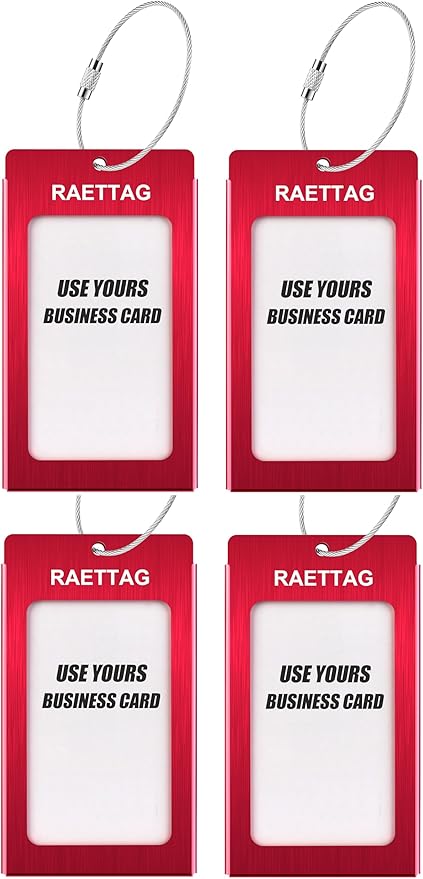 Luggage Tags Metal Suitcase Tags Travel Bag ID Identifier Luggage Tag (Red 4Pack)