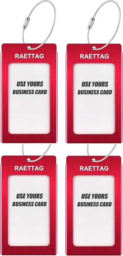 Luggage Tags Metal Suitcase Tags Travel Bag ID Identifier Luggage Tag (Red 4Pack)