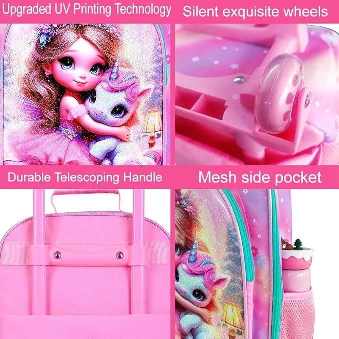 Kids Suitcase with Wheels for Girls and Boys, Rolling Carry on Luggage for Toddler Children
