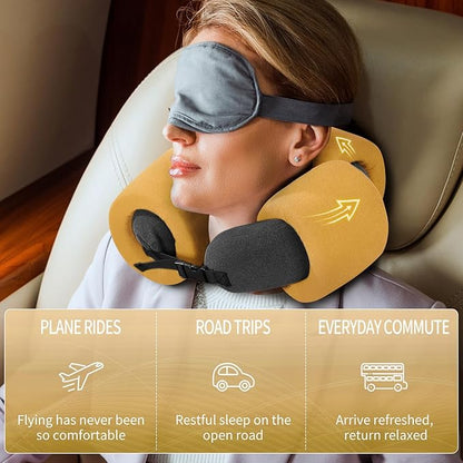 3-Ring Memory Foam Travel Neck Pillow It has obtained a Patent. The Three Rings can be movably Adjusted to Provide Flexible Support for The Neck, Head, and Other Areas.Yellow