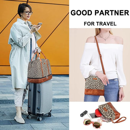 IBFUN Weekender Bags for Women, 21" Weekender Travel Bag, Travel Duffle Bag with Shoe Compartment Carry on Overnight Duffel Bag for Weekend Travel Business Trip, 3PCS