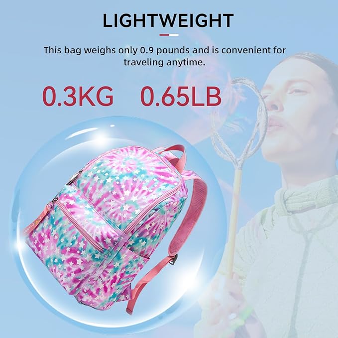 OMOUBOI 14 inch Travel Laptop Backpack for Women 20L Carry on Casual Daypacks Water Resistant Work Computer Laptop Bags College School Bookbag Multicolor Pink