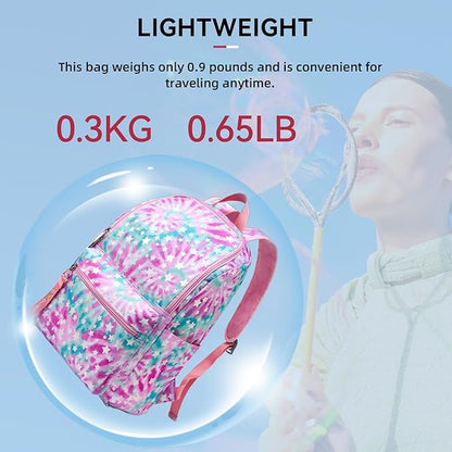 OMOUBOI 14 inch Travel Laptop Backpack for Women 20L Carry on Casual Daypacks Water Resistant Work Computer Laptop Bags College School Bookbag Multicolor Pink