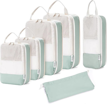 Narwey 6 Set Compression Packing Cubes for Travel Kids Women Carry on, Packing Organizers Bag for Backpack Luggage Suitcase Duffle Bags