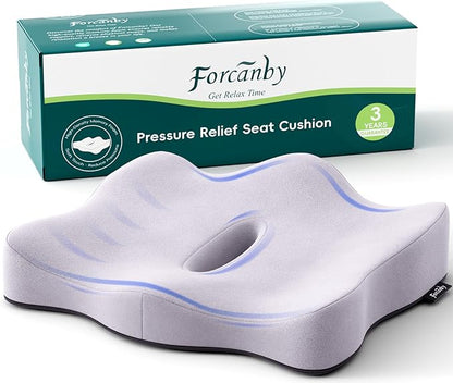 Seat Cushions for Office Chairs - Pressure Relief Seat Cushion - Car Seat Cushions for Pressure Relief, Tailbone Pain, Sciatica & Back Pain Relief for Office Chairs (Purple)