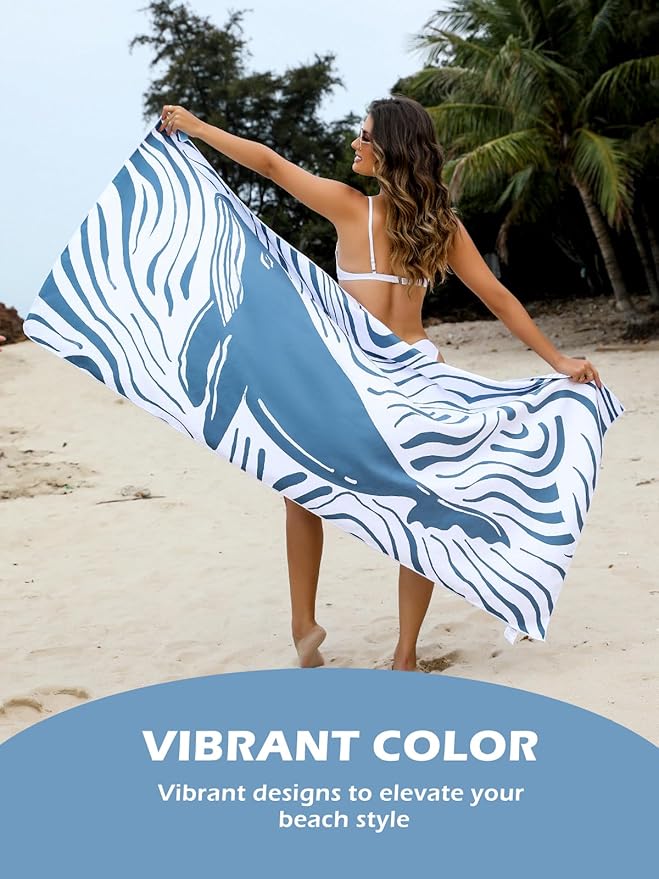 Eunzel 2 Pack Microfiber Beach Towel, Quick Dry Travel Towel Large Sand Free Towel for Beach, Camping, Swim Pool, Gym, Sports& Yoga 71"x32", Whale& Jellyfish