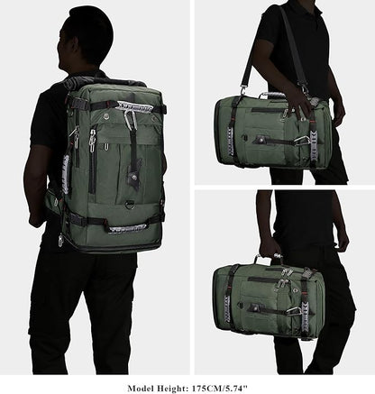 WITZMAN Travel Backpack for Men Convertible Duffle Luggage Bag fit 18 Inch Laptop Carry On Bags for Airplane (B681 Army Green)