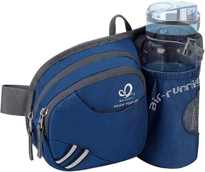 WATERFLY Fanny Pack Waist Bag: Waist Pack for Women Men with Water Bottle Holder Hiking Fanny Pack for Running Walking DogWalking Travel Cycling