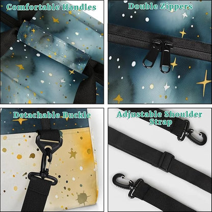 Personalized Kids Sports Duffel Bag with Name Custom Weekender Overnight Bag for Boys Girls Gym Bag Travel Dance Gymnastics Duffel Bag, Anstract Glitter Shiny Art