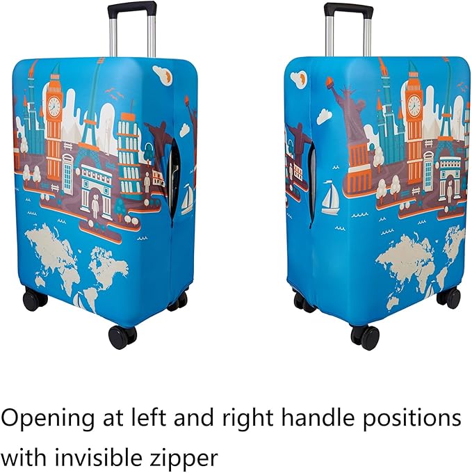 WUJIAONIAO Travel Luggage Cover Baggage Suitcase Cover Protector Skins 18-32 Inch (Eiffel Tower, M (for 22-24 inch luggage))