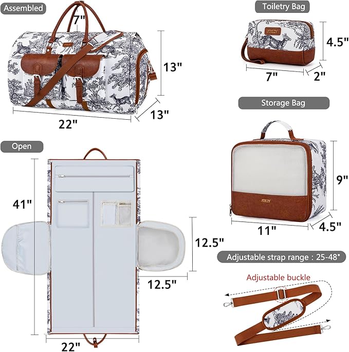 Garment Duffel Bag for Travel - Convertible Carry on Garment Duffel Travel Bag for Women Men Large Weekender Bag with Shoes Pouch 2 in 1 Hanging Suit Travel Duffel Bag 3pcs Set