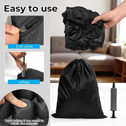 Sodur Travel Seat Cushion for Airplane, Portable Inflatable 3D Air Cell Lumbar Support Pillow, Ergonomic Long Distance Sedentary Pressure Relief Cushion for Office Chair, Wheelchair, Cars