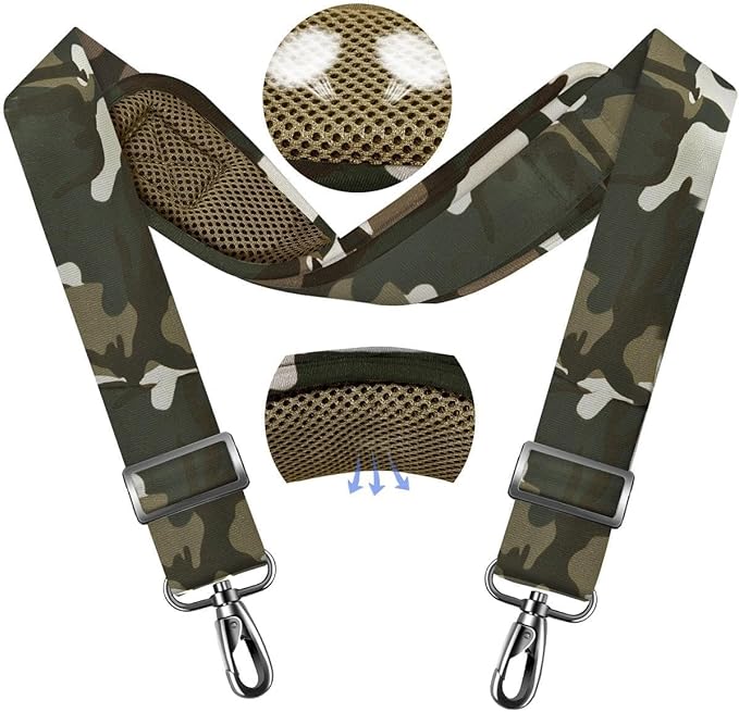 ZINZ 79.5" Universal Strap with Ultra-Thick Fixed Breathable Pad - Adjustable Heavy-Duty Shoulder Strap for Laptop, Crossbody, Luggage, Gym, Camera Bag and More,Camouflage Green