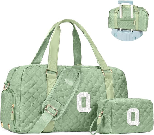 Monogram Duffle Bag Women Girls Gift: Initial Overnight bags, Dance Cheer bag Sports for Girl, Kid Gymnastics Bags, Birthday Gifts for Women Girls Kids Teens Mom Teacher