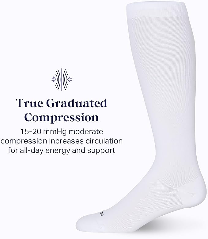 Comrad Nylon Knee High Socks - 15-20mmHg Graduated Compression Socks - Soft & Breathable Support Unisex Socks
