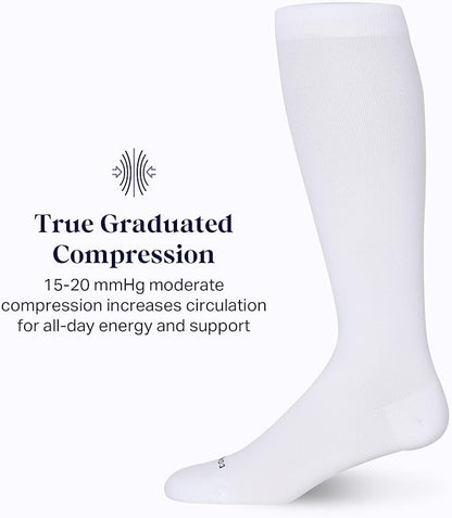 Comrad Nylon Knee High Socks - 15-20mmHg Graduated Compression Socks - Soft & Breathable Support Unisex Socks