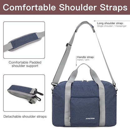 For Spirit Airlines Personal Item Bag 17.7x12.6x6.3 Foldable Travel Duffel Bag Underseat Carry-on Luggage for Women and men 25L(Navy Blue)