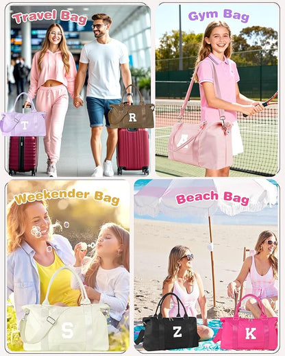 Birthday Graduation Gifts for Daughter,Initial Travel Duffel Bag Sports Gym Bag for Girls Teen Kids Birthday Gifts,Personalized Weekender Bag Carry On Tote Bags Cute Overnight Bag for Women(Brown, Z)