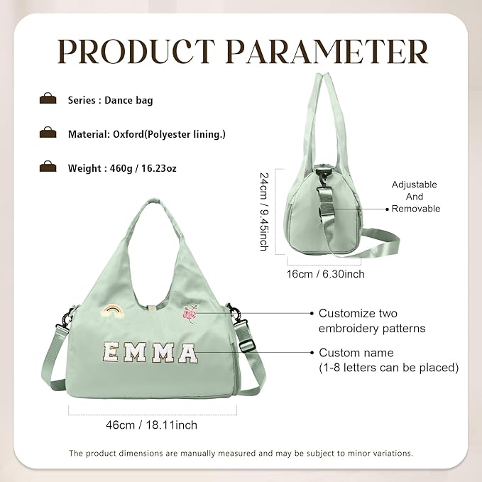 Personalized Duffel Bag Custom Sport Gym Travel Bags Embroidered Name Text Customized Dry Wet Separated Weekend Waterproof Bag for Women Men (C-Green)