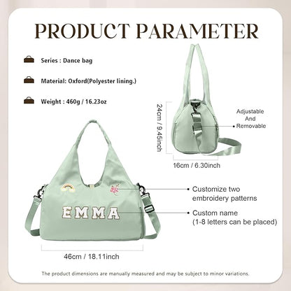 Personalized Duffel Bag Custom Sport Gym Travel Bags Embroidered Name Text Customized Dry Wet Separated Weekend Waterproof Bag for Women Men (C-Green)