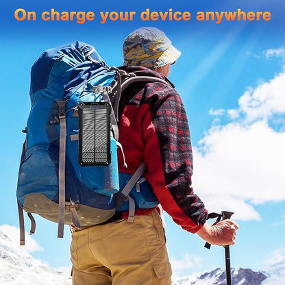 WONGKUO Solar Charger Power Bank - 49800mAh Solar Phone Charger with USB-C in/Output, QC 3.0 Fast Charging with LED Flashlight, Built-in 4 Cables, IP65 Waterproof Fits for Outdoor (Flash Black)