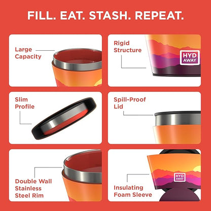 HYDAWAY 1.5-Cup Collapsible Insulated Bowl with Lid - BPA-Free, Leak-Resistant, and Ultra-Compact for Travel, Camping & Everyday Meals