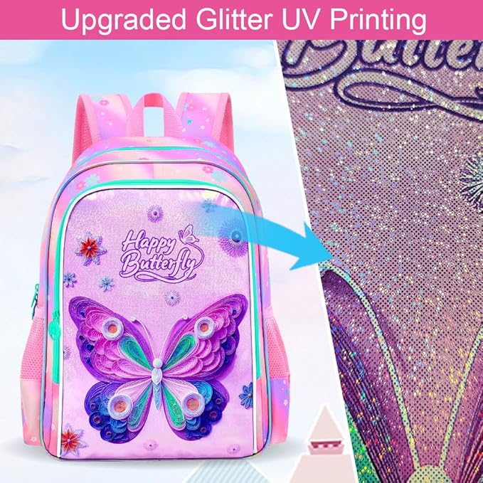 WZLVO 3PCS Kids Backpack for Girls, Unicorn Dinosaur Animal Prechool Elementary Kindergarten School Bookbag with Lunch Box