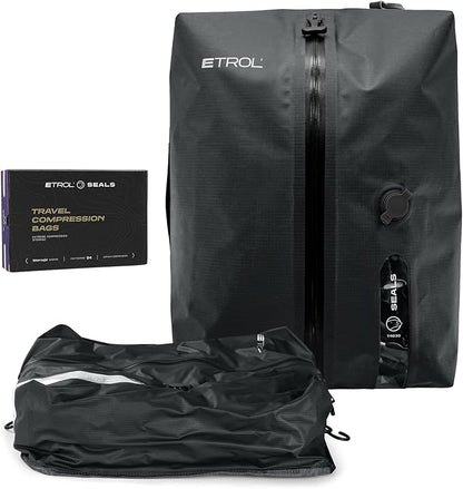 TPU Vacuum Bag for Travel, 70D Nylon Reusable Compression Bag with IP67 Waterproof Zipper, Compression Packing Cubes for Clothing, Space Saver Bags for Luggage and Backpack(Gray-1 PCS)