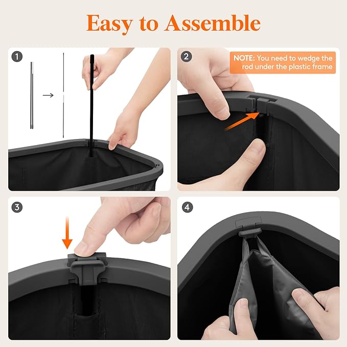 Lifewit 85L Laundry Basket with Lid, Large Laundry Hamper with Plastic Handles and Removable Bag, Foldable Tall Dirty Clothes Hampers for Laundry for Laundry Room, Bedroom, Bathroom, Dorm, Dark Gray