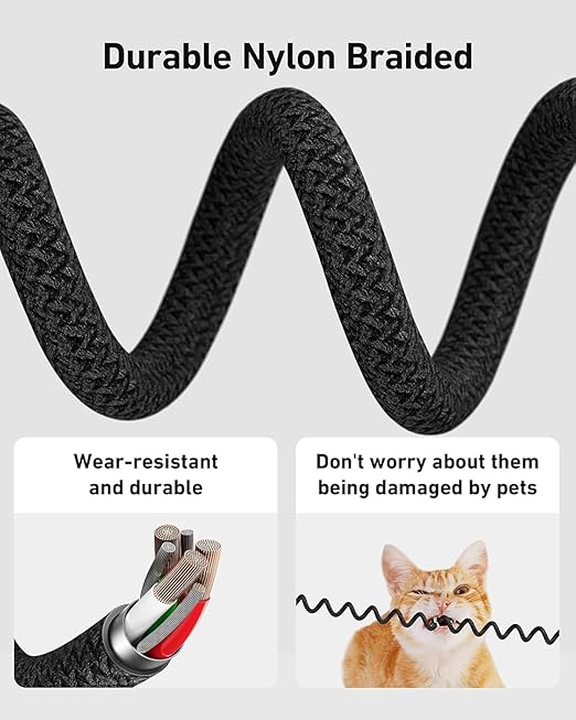USB C to USB C Cable Coiled 6FT 2Pack, Braided Type C Charger for Car 66W Fast Charging Cord Compatible with iPhone 17 16 15, iPad, Samsung Galaxy, Google Pixel, Moto, LG, TCL Phones