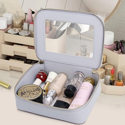 Pinkmik Clear Makeup Bag for Women Waterproof Travel Cosmetics and Toiletries Case Portable Makeup Oaganizer Bag Clear Car Bag with Zipper (Gray, M+L)