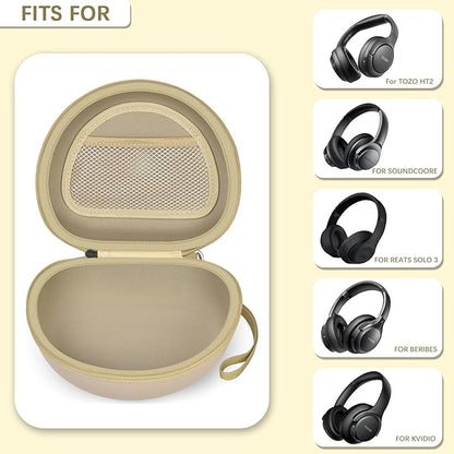 Headphone Case for Beats Solo 4/ for TOZO HT2/ for Glynzak/for Beats Studio Pro/for Beats Solo3/ for Beats Studio3 On-Ear Headphones, Foldable Bluetooth Wireless Headset (Extra Large) - Khaki