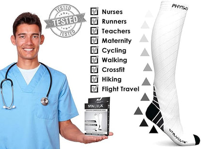 Physix Gear Compression Socks 20-30 mmHg - Men & Women - Running, Nurses, Shin Splints, Flight, Travel