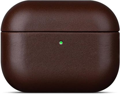 for AirPods Pro 3 Leather Case Cover - Leather from Cow Hide, Handmade Drop Protective Hard Cover, Qi and MagSafe Charging Compatible - for AirPods Pro 3rd Generation Case - Coffee Brown