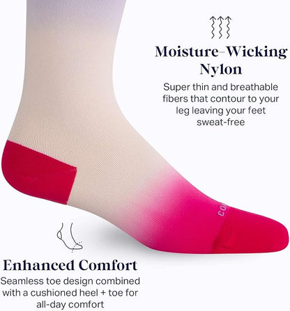 Comrad Nylon Knee High Socks - 15-20mmHg Graduated Compression Socks - Soft & Breathable Support Unisex Socks