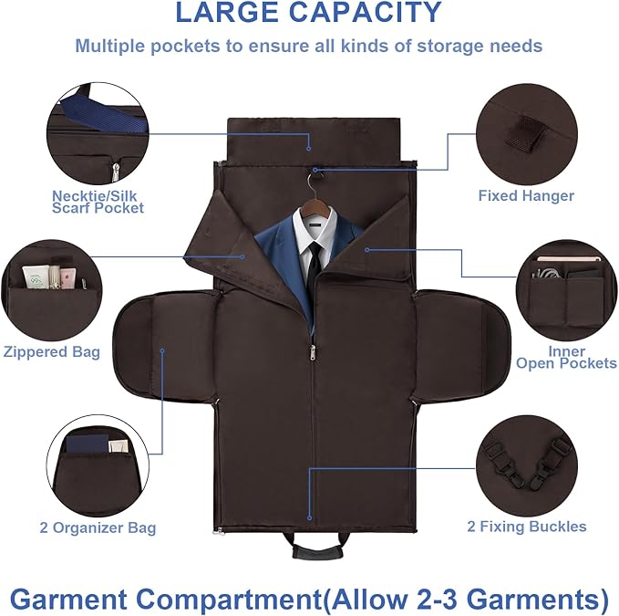 Garment Duffle Bag for Travel - Convertible Carry on Garments Duffel Bags Travel Bag for Women Men Large Weekender Bag with Shoes Compartment 3 in 1 Hanging Clothes Suit Dress Bag 3pcs Set