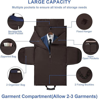 Garment Duffle Bag for Travel - Convertible Carry on Garments Duffel Bags Travel Bag for Women Men Large Weekender Bag with Shoes Compartment 3 in 1 Hanging Clothes Suit Dress Bag 3pcs Set